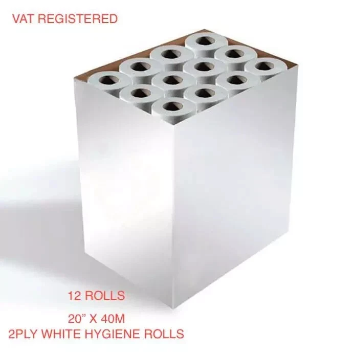 New Premium Quality White 20" Couch Rolls, Hygiene Roll 40M (12 Rolls)