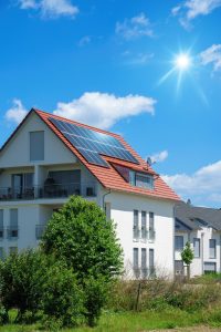 Solar panels on a rooftop.